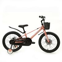 Велосипед дитячий двоколісний MB 1883 PEONY (колеса: Ø18"/гума, рама: магній, гальма: дискові, додаткові колеса, кошик)