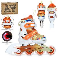 Ролики дитячі Profi Roller A4156-XS-OR (розсувні, розмір 27-30, колеса: 4/Ø64 мм/PU, в один ряд, підш.: Abec-7, гальмо: задніє, підсвітка, поамранчов.