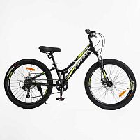 Велосипед двоколісний спортивний Corso TM-24936 «Optima» (колеса Ø24"/гума, рама: 11"/алюміній, швидкостей: 21, обладнання Shimano)