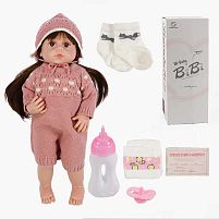 Лялька XBY 6606 звуки, висота 52 см, гумова, пляшечка, памперс, соска, шапочка, шкарпетки, в коробці