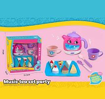 Набір посуду 3220 D чайник, підсвічування, звуки, мелодії, датчики руху, на батарейках, посуд, солодощі, в коробці