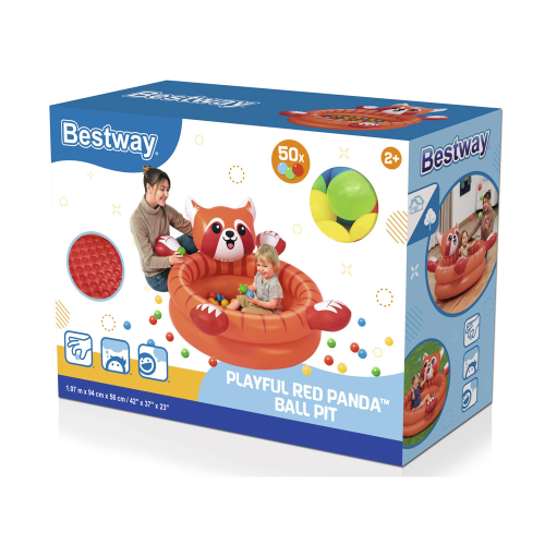 Дитячий надувний басейн BestWay 52702 «Червона панда» (94*107 см,↑58 см, об'єм: 26 л, надувне дно, серія: Play Center, 50 м'ячів) фото 5