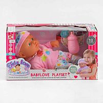 Пупс 9269 (36) м'якотілий, музичний чіп, 10 звукових ефектів, пляшечка, у коробці