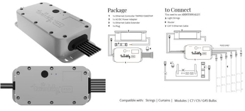 Картинка  Контроллер Twinkly Pro Ethernet 6х250 ламп (TWPRO1500ETHP-B) от магазина cd-market