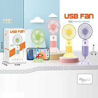 Вентилятор Q 377 D вбудований акум., USB, 3 режими обдуву, підсвічування, підставка, в коробці, ВИДАЄТЬСЯ ТІЛЬКИ МІКС ВИДІВ