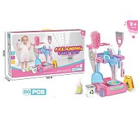 Набір для прибирання 688-4 20 предметів, віник, швабра, розпилювач, совок, щітка, в коробці