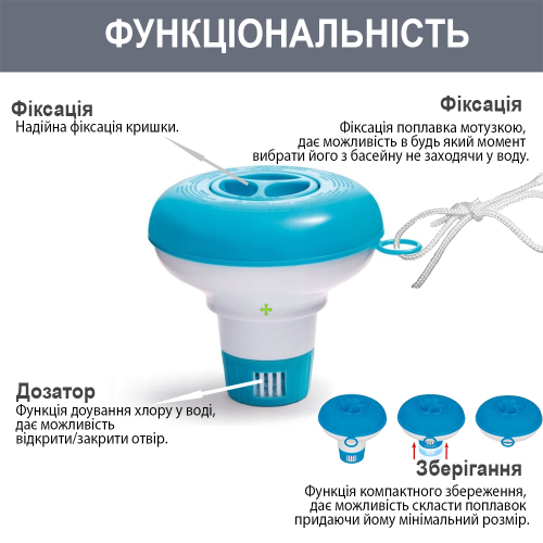 Поплавець-дозатор хімії для басейну Bestway 58071 (Maxi, регуляція швидкості розчину, прозора кришка, для таблеток Ø7,6 см) фото 4