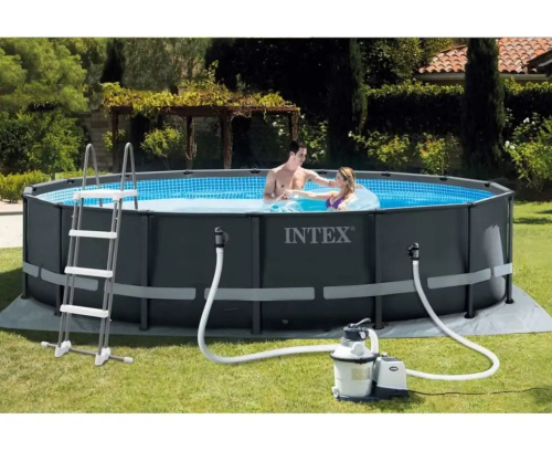 Каркасний басейн Intex 26326 NP (122*488 см., об'єм: 19156 л., пісочний фільтр-насос 5700 л/год, драбина, тент, підстилка, ПОШКОДЖЕНЕ ПАКУВАННЯ) фото 19