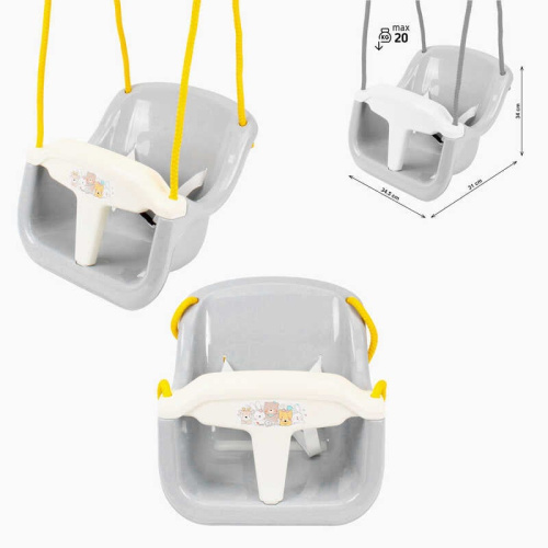 Гойдалка підвісна, Technok Toys 2130 (31*34*34,5 см, страхувальний бар’єр, мотузка ↔250см, до 20 кг, сірий)
