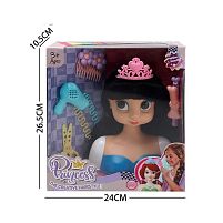 Манекен для зачісок LK 1713 C аксесуари, корона, фен, ножиці, шпильки, в коробці