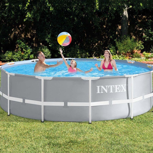 Каркасний басейн Intex 26718 (122*366 см., об'єм: 10685 л., картриджний фільтр-насос 3785 л/год, драбина, серія: Prism Frame)
