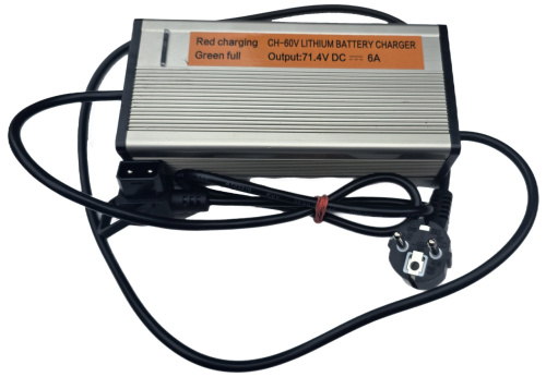 Зарядний пристрій для акумуляторів TLG U2s (оригінал, Li-ion 17S, 60V [71.4V], 6A, штекер: 2 pin, металевий корпус, до скутерів: Aima, TLG тощо)