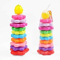 Пірамідка 8033-10 висота 32 см, фігурка тваринки, 10 кілець різного діаметру, в сітці