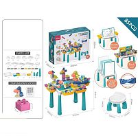 Столик з конструктором 10351 A-Q 03 C 85 деталей, розмір столика: 59х40.5х36.5 см, стільчик, еластичні гумові деталі, дошка для малювання, маркер