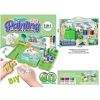 Набір для творчості 833 4 флоксові фігурки тварин, 9 кольорових фломастерів, бокс-ванночка, щіточка, в коробці