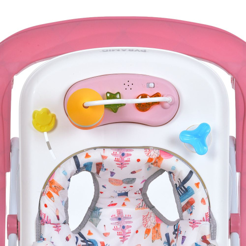 Ходунки дитячі El Camino ME 1217 Pink (колеса: 8 шт, стопори: музика, світло, кермо, рухомі детал, білий/рожевий) фото 4