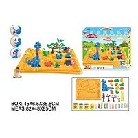 Тісто для ліплення F 018-204 "Динозаври", 4 кольори тіста, форми, молди, динозавр з екструдером, інструменти, в коробці