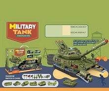 Танк-гараж HS 8010 A звуки, підсвічування, розкладається, металопластикові міні-моделі, рухомі елементи, декорації, в коробці