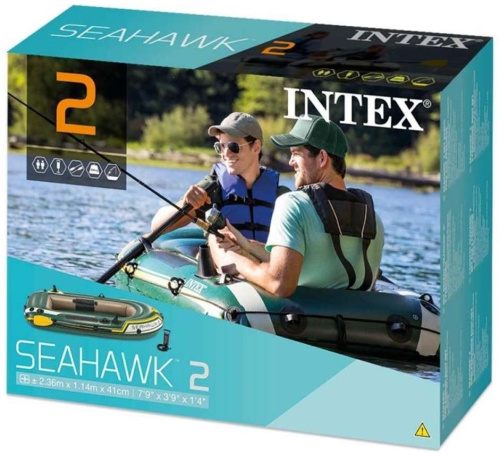 Човен надувний Intex 68347 «Seahawk 2 Set» (114*236 см, гребний, двомісний, трикамерний, весла, насос, надувне дно, до 240 кг.) фото 7