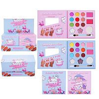 Косметика IG 3143 ЦІНА ЗА 24 ШТУКИ В БЛОЦІ, тіні, рум'яна, хайлайтер, аплікатор, в коробці