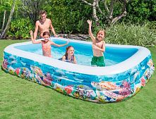 Дитячий надувний басейн Intex 58485 «Тропічний риф» (183*305 см, ↑56 см, об'єм: 1020 л, ненадувне дно, серія: Swim Center)
