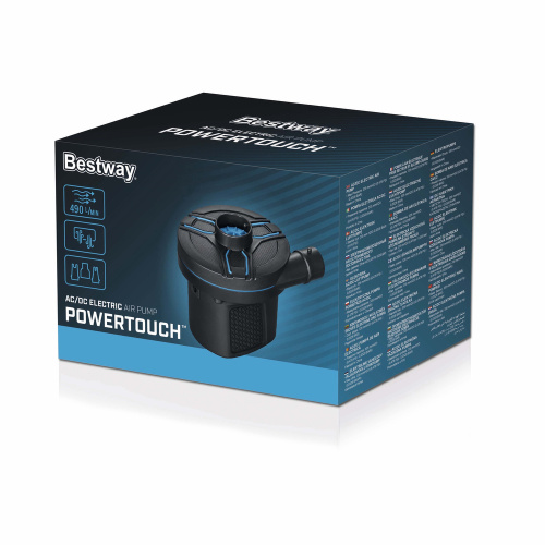 Насос електричний BestWay 62255 «Powertouch» (живлення:мережа 220V чи прикурювач 12V, 490 л/хв., 3 насадки, надування/здування) фото 6
