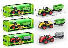 Трактор 955-201 3 види, причіп, розмір: 21х5.8х6 см, металопластик, інерція, в коробці, ВИДАЄТЬСЯ МІКС ВИДІВ