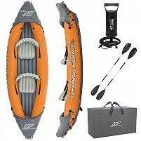 Каяк надувний двомісний (байдарка) BestWay 65077 Hydro-Force Lite-Rapid X2 Kayak (88*321 см., навантаження до 160 кг., весла, насос, помаранчевий)