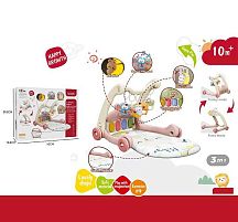 Ходунки 368-65 R 3в1, килимок, музична панель, музика, регулювання гучності, підсвічування, 5 підвісок, в коробці