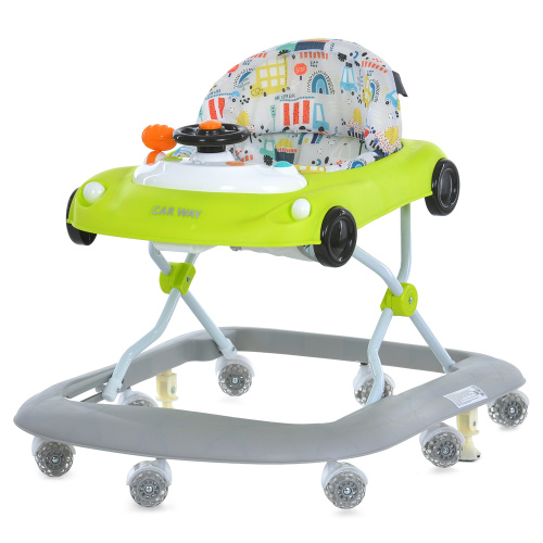 Ходунки дитячі El Camino ME 1216 Green-Gray (колеса: 8 шт, стопори: музика, світло, кермо, рухомі детал, зелений/сірий)