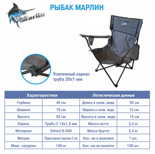 Картинка  Кресло раскладное Senya Рыбак Марлин от магазина cd-market фото 2