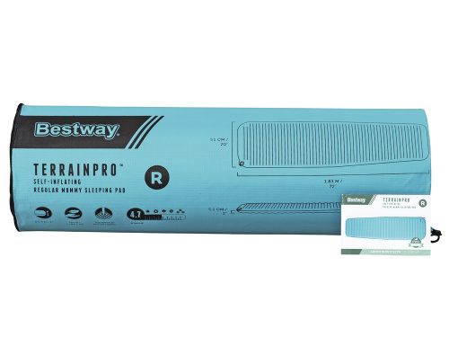 Килимок самонадувний BestWay 69621 «Terrainlite» (5,1*51*183 см, одномісний, мішок для зберігання, підходить для холодної погоди, до 150 кг) фото 5