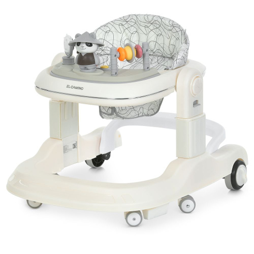 Ходунки дитячі El Camino ME 1200 White (колеса: 6 шт, стопори: музика, світло, кермо, рухомі детал, бежевий)
