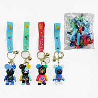 Брелок C 70557 ЦІНА ЗА 12 ШТУК В УПАКОВЦІ, гумова фігурка ведмедика, висота 6.5см, силіконовий ремінець, кільце, карабін, в пакеті