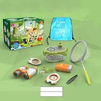 Набір дослідів 229 бокс для спостережень, бінокль, компас, сачок, ліхтарик, в коробці
