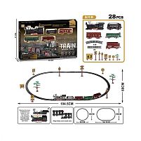 Залізниця 9299-86 28 елементів, 5 вагонів довжиною 54 см, дорога 104х68 см, підсвічування, звук-беззвучний режим, рух вперед, на батарейках, в ко
