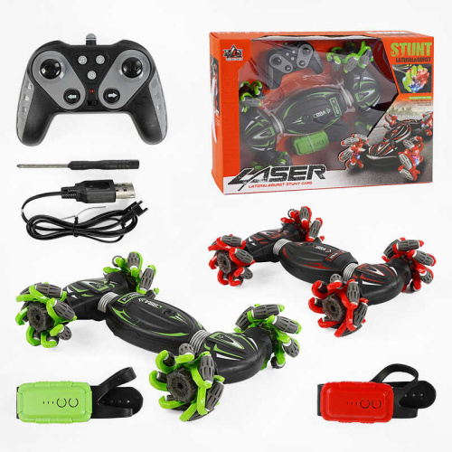 Машина на радіокеруванні RQ 3036-1 2 кольори, акумулятор 3.7 V, пульт 2,4 GHz, обертається на 360°, керування пультом та браслетом, підсвічування