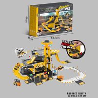 Трек MH 101 парковка, довжина 53см, підсвічування, звукові ефекти, ОЗВУЧУВАННЯ АНГЛІЙСЬКОЮ, 3 металопластикові моделі спецтехніки, в коробці