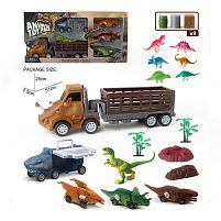 Набір машин 158-132 5 машинок, 7 динозаврів, аксесуари, інерція, в коробці