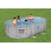 Каркасний басейн Bestway 56714 (100*250*427 см., об'єм: 7250 л., картриджний фільтр-насос 2006 л/год, дозатор хлору, драбина, тент, серія: Power Stee)