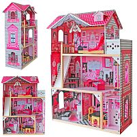 Будиночок для ляльок Bambi MD 0158 (41*80*121 см, дерево, 3 поверхи, кімнати, балкон, меблі)