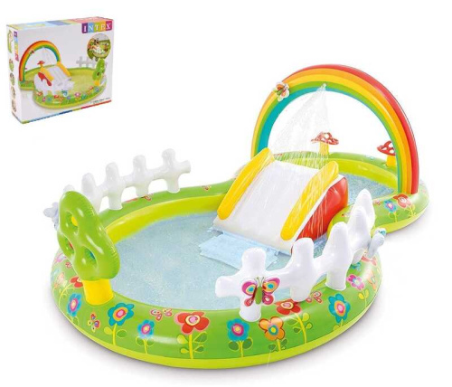 Дитячий надувний ігровий центр Intex 57154 «Під водою» (104*180*290 см, два басейна 206+175 л, гірка, фонтан, навіс, ненадувне дно, до 81 кг) фото 8