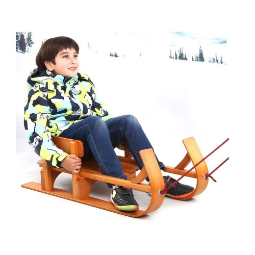 Санки дитячі Bambi JSXQ-23 (29*39*94 см, пласкі полози, сидіння дерево, мотузка, спинка ↑16 см, до 30 кг) фото 4