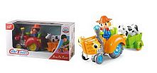 Трактор з причепом HD 963 світло, мелодія, колесо вільного руху, знімний причіп, фігурка корови, в коробці