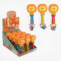 Брязкальце M 609 ЦІНА ЗА 12 ШТУК В БЛОЦІ, “Лев”, мелодії, англійські слова, звуки тварин, музичні інструменти, прорізувач