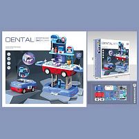 Набір стоматолога 8044 37 деталей, іграшка 2 в 1: машинка та мобільна стоматологічна станція, муляжі щелеп та зубів, у коробці