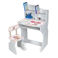 Парта шкільна Bambi M 904-5 «Тваринки» (55*65,5*111 см, стілець, поляця для книг, полиця під столом, підніжка)