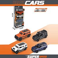 Набір машин G 703 4 машинки, металопластик, двері відчиняються, інерція, гумові шини, довжина 10 см, в коробці