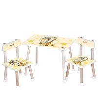 Дитячий столик Bambi M 501-17 «Жираф» (з двома стільчиками, ДСП, стіл: □40*60 см, ↑44,5 см, сидіння: □28,5*28,5 см, ↑25 см, силіконовий захист ніжок)
