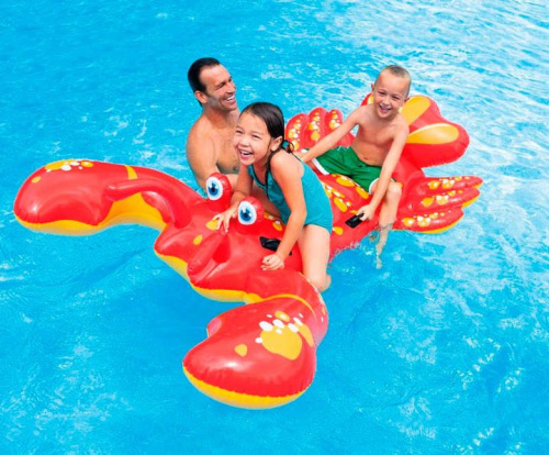 Плотик дитячий надувний для плавання Intex 57528 «Лобстер» (137*213 см, 4 ручки, вік 3+, до 40 кг)